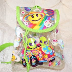 Vintage Lisa Frank Zoomer & Zorbit Aliens VW Backpack Clear Green Trim